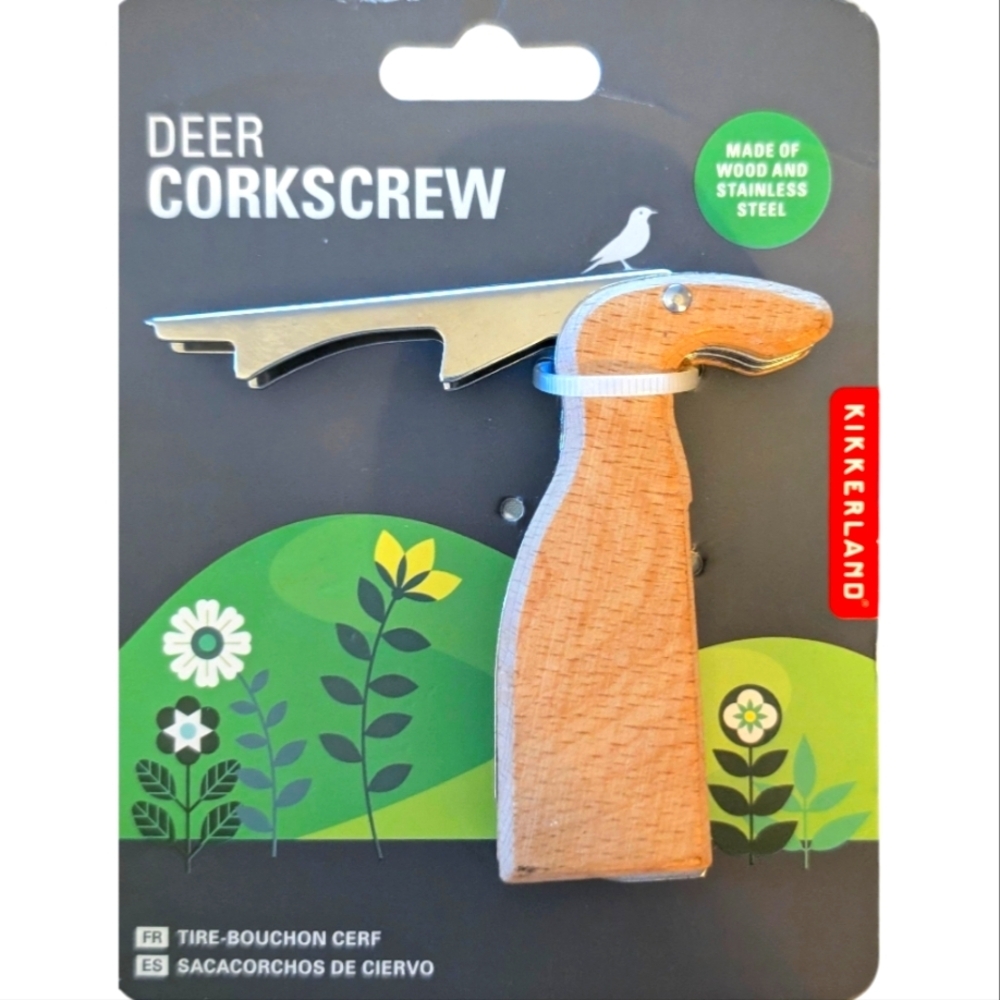 Kikkerland Deer Corkscrew & Bottle Opener - Whimsical Barware!